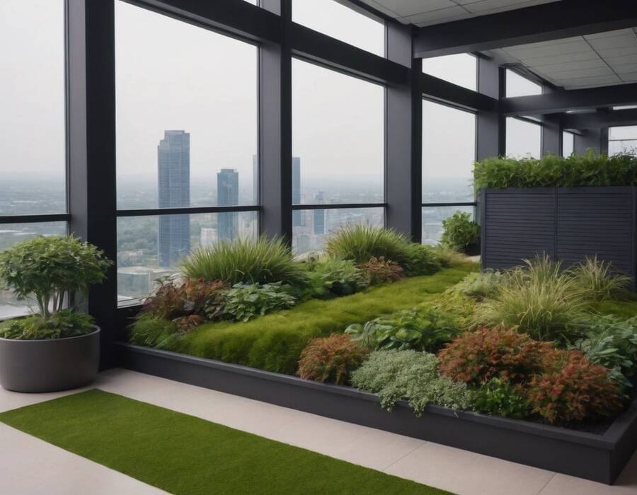 Rooftop greening of an office building