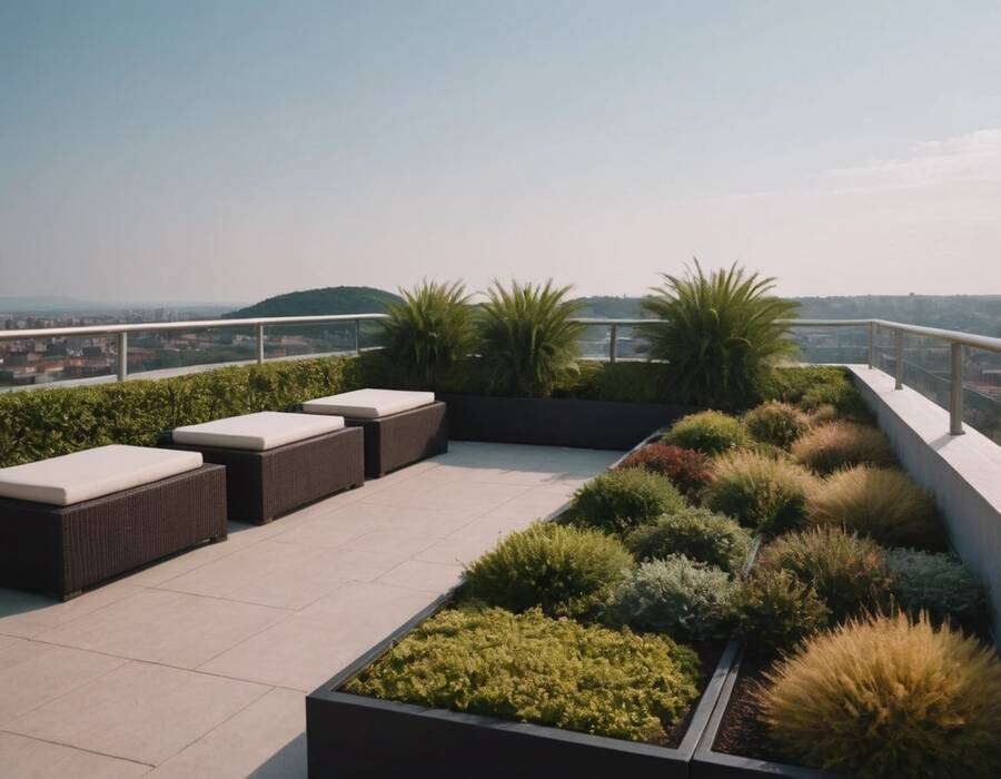 Rooftop landscaping of a hotel